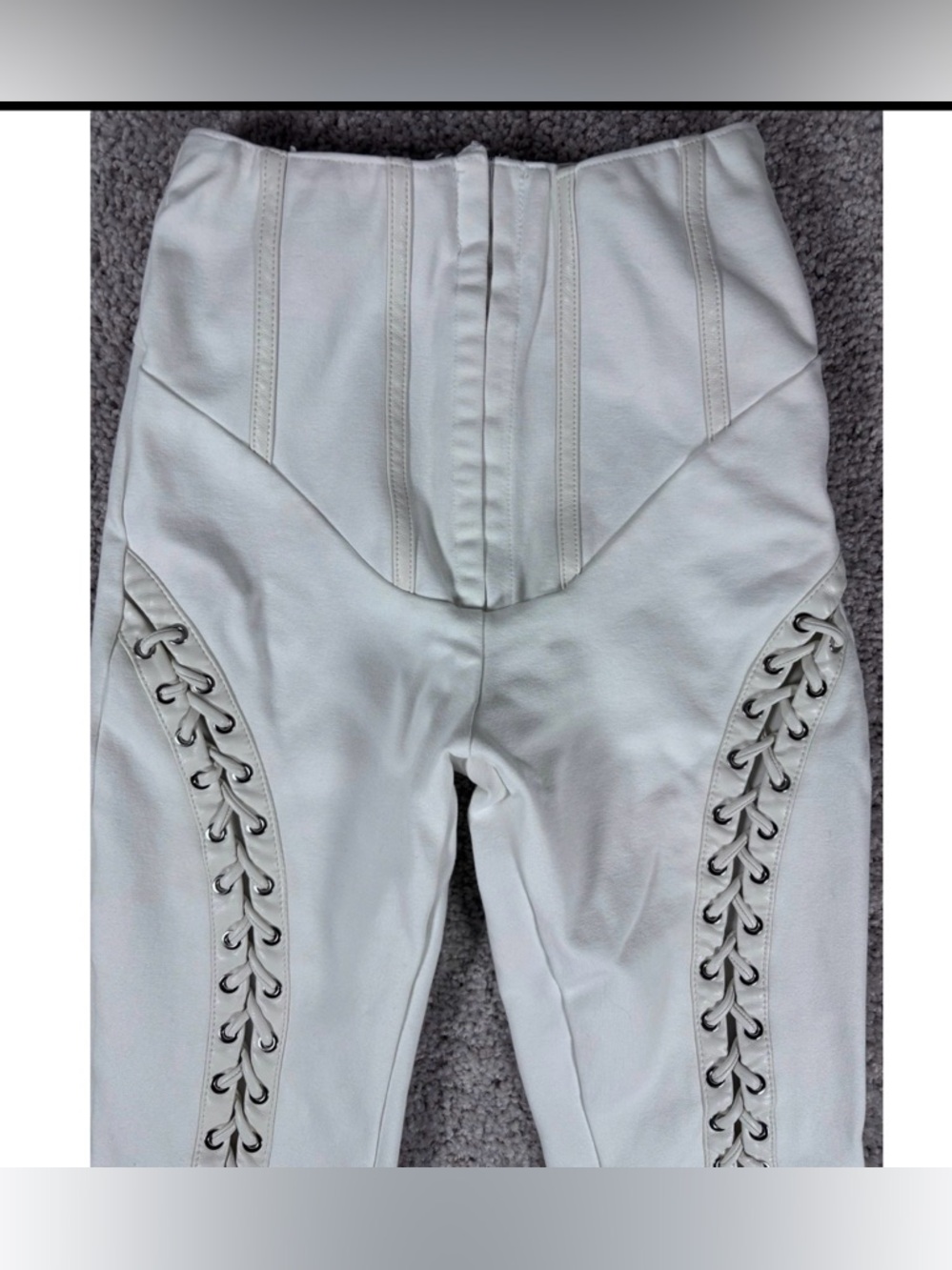 MANIERE DE VOIR White Lace Up Corset Waist Skinny Leggings Pants Womens Size 2 - Picture 2 of 12